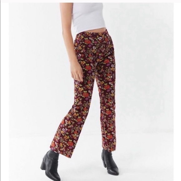 Urban Outfitters Pants - Urban Outfitters High Rise Floral Corduroy Pants